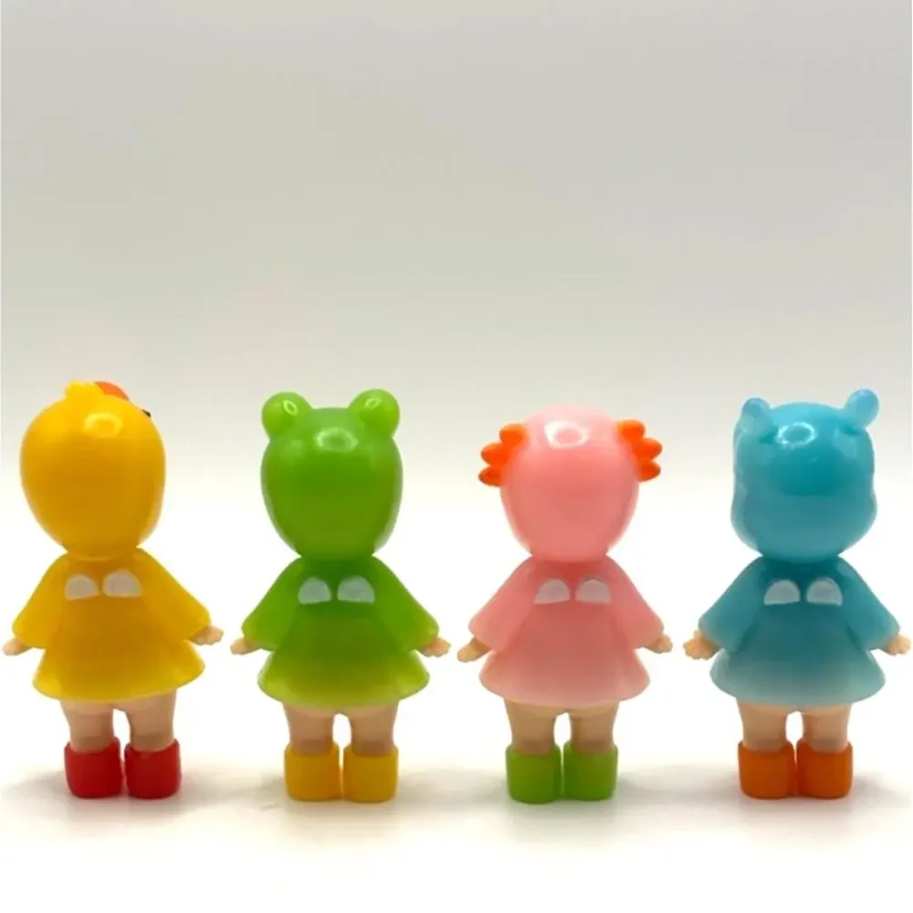 Set of 4 New Unbranded Kewpie/Angle Mini Figures, Rainy Day Costumes, Open Box